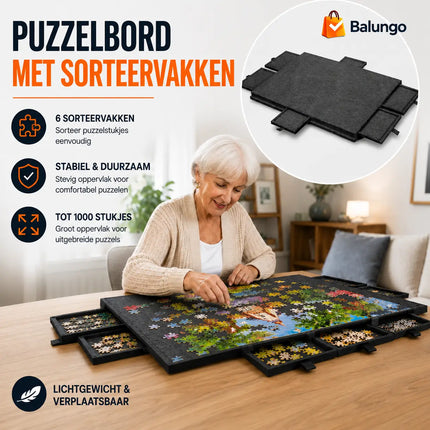 Puzzlevault™ 6-in-1 Puzzelbord | Vergroot je puzzelgemak! Geen losse puzzelstukjes, geen volle tafel en nooit meer tussendoor opruimen.