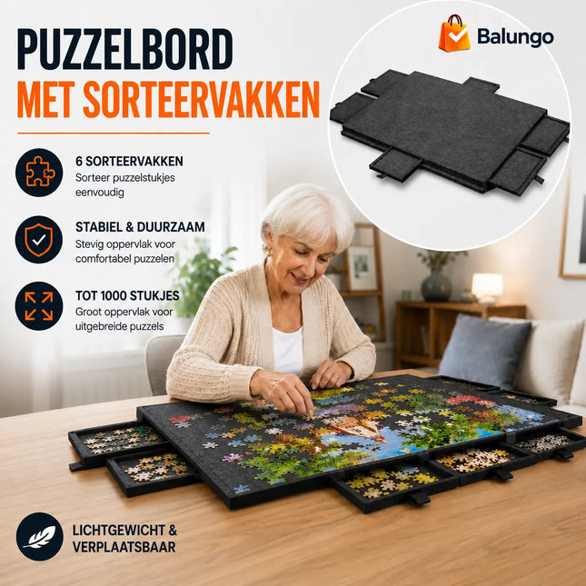 Puzzlevault™ 6-in-1 Puzzelbord | Vergroot je puzzelgemak! Geen losse puzzelstukjes, geen volle tafel en nooit meer tussendoor opruimen.