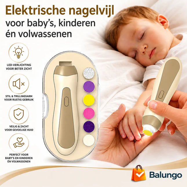 BabySoft™ Elektrische nagelvijl voor baby’s, kinderen en volwassenen | Veilig en eenvoudig nagels verzorgen zonder geknip of stress