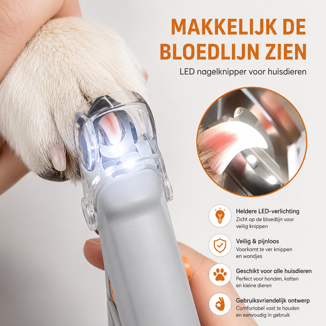 PawGlow™ LED Nagelknipper voor Honden & Katten | Nauwkeurig nagels knippen zonder stress of onzekerheid