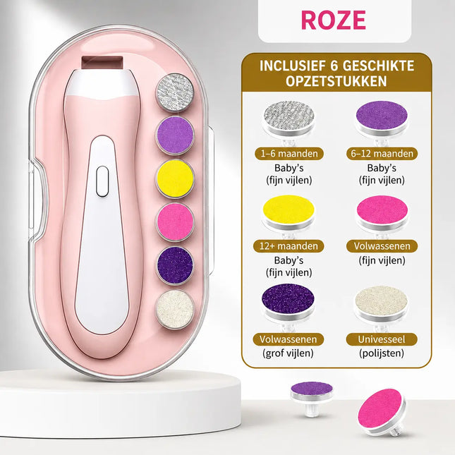 BabySoft™ Elektrische nagelvijl voor baby’s, kinderen en volwassenen | Veilig en eenvoudig nagels verzorgen zonder geknip of stress