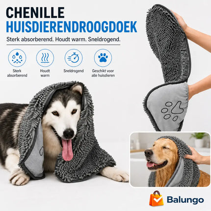DryPaws™ Superabsorberende huisdieren handdoek | Snel afdrogen, superabsorberend en zacht voor je huisdier