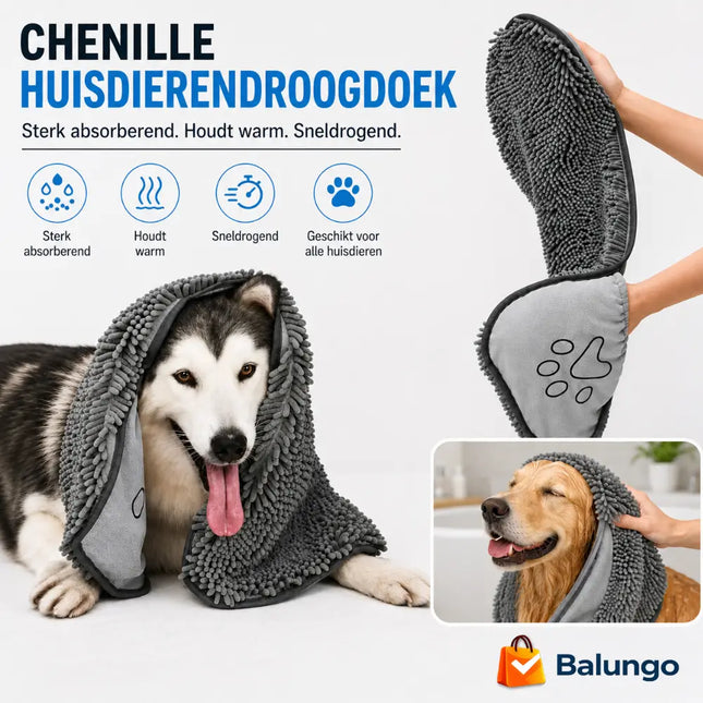 DryPaws™ Superabsorberende huisdieren handdoek | Snel afdrogen, superabsorberend en zacht voor je huisdier