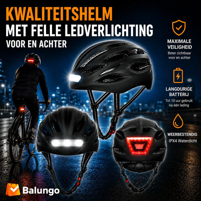 RideGlow™ LED Fietshelm met voor- en achterlicht | Voor jong en oud: veilig onderweg!