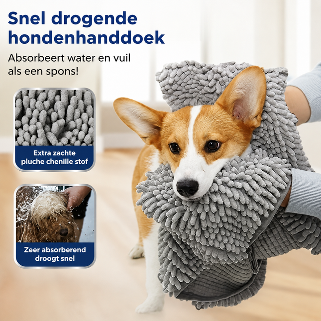 DryPaws™ Superabsorberende huisdieren handdoek | Snel afdrogen, superabsorberend en zacht voor je huisdier